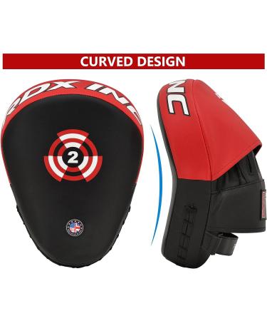 RDX Boxing Pads Focus Mitts - Maya Hide Leather Curved Hand Targets for MMA, Kickboxing & Martial Arts Training - Red - Buy Online on GoSupps.com