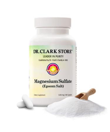 Dr. Clark Magnesium Sulfate USP (Epsom Salt) - 1030 mg Magnesium Supplement for Constipation Liver and Gallbladder Cleanse 100 Gelatin Capsules