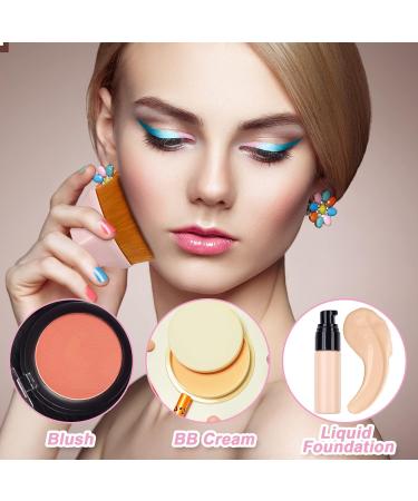 Bestomrogh 2 Pcs Foundation Makeup Brush Flat Top Kabuki Hexagon Face Blush Liquid Powder Foundation Brush Portable Face Brush for Blending Liquid Flawless Powder Cosmetics with Protective Case - Buy Online on GoSupps.com