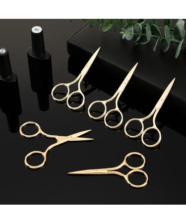 5-Piece Stainless Steel Nose Hair Scissor Set for Facial Grooming - Small Straight Tip Beauty Scissors for Hair, Mustache, Beard, and Eyebrow Trimming (Gold) - Buy Online on GoSupps.com