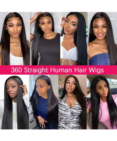 Sdamey HD Transparent 360 Lace Front Wig 18 Inch 10A Brazilian Virgin Human Hair Pre Plucked with Baby Hair 180% Density - Natural Color - Glueless Lace Frontal Closure Wig for Black Women - Buy Online on GoSupps.com