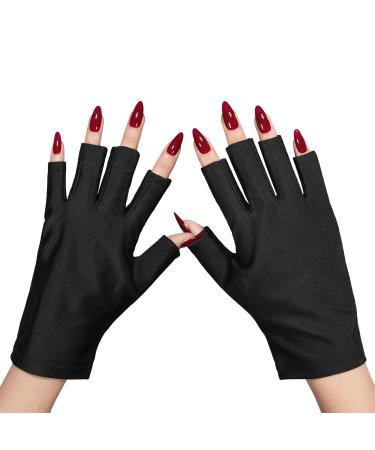GAOY Anti UV Gloves for Gel Nail Lamp Professional Fingerless UPF50+ UV Light Protection Gloves for Home DIY & Salon Use Nail Art Accessories
