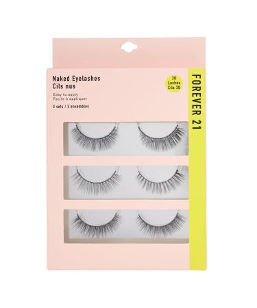 Forever 21 Eyelashes 3-Pack Naked Eyelashes Set Voluminous False Lashes 3D Faux Lashes | F21 Beauty Eyelashes Womens Eyelashes Easy To Apply Makeup Artist Must Haves