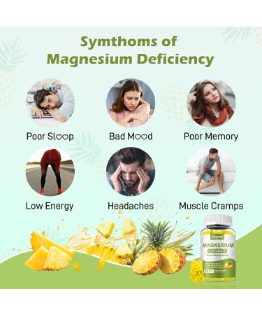 2 Pack Magnesium Glycinate Gummies 600mg Relaxation & Zzz Support Magnesium Potassium Supplement for Adults and Kids Sugar-Free Vitamin C B6 B12 D3 and CoQ10 Pineapple Flavor 120 Count Pineapple 60 Count (Pack of 2) - Buy Online on GoSupps.com