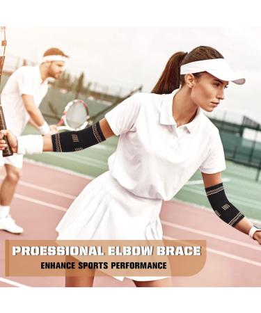 Copper Elbow Compression Sleeves - 2 Pack for Tennis Elbow Relief - Medium Size - Buy Online on GoSupps.com