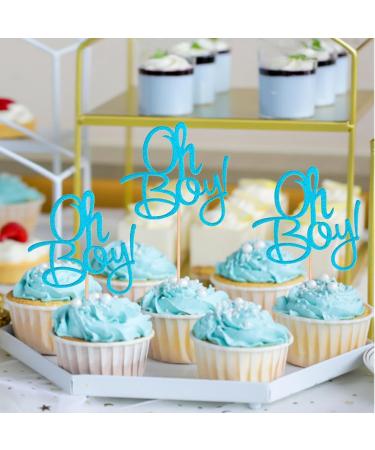 ALISSAR 24-Pack Glitter Blue Oh Boy Cupcake Toppers Cupcake Topper Picks for It'a A Boy Baby Shower Party Decoration Supplies - Buy Online on GoSupps.com