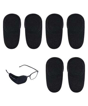 6pcs Eye Patches for Glasses, Reusable Non-Woven Fabric Black Eye Patches to Cover Left Right Eye Improve Vision for Kids' & Adults' Lazy Eye Amblyopia Strabismus (Medium)