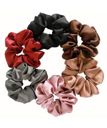 6 Pieces Satin Silk Scrunchies for hair  Big Hair Scrunchies Satin Hair Ties Ponytail Holder No Hurt Your Hair set2