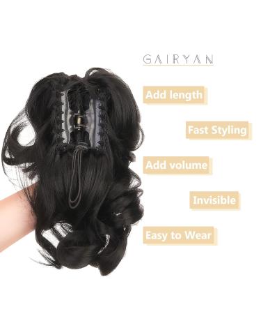 Buy Gairyan 30cm Dark Brown Ponytail Hair Extensions - Long Curly Claw Clip In Synthetic Hair for Women - Buy Online on GoSupps.com