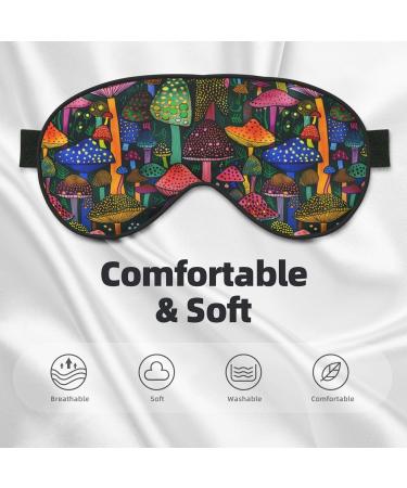 Colorful Mushrooms Sleep Mask - Cute Blackout Eye Cover for Travel | Adjustable & Soft Sleep Mask for Men & Women - Buy Online on GoSupps.com