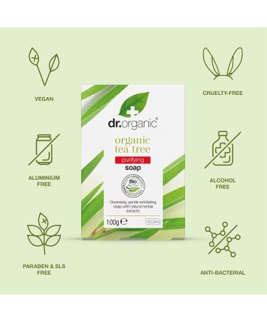 Dr Organic Tea Tree Soap Bar Natural Vegetarian Cruelty Free Paraben & SLS Free Recyclable Packaging 100g (Pack of 2) - Buy Online on GoSupps.com