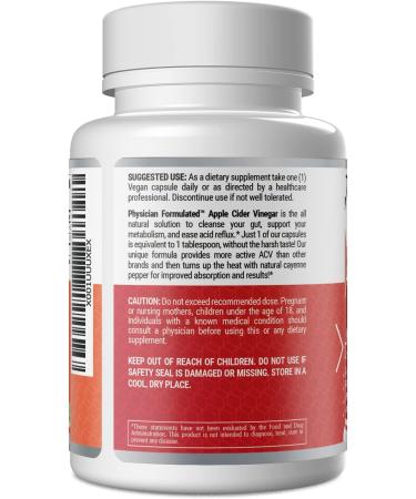 Organic Apple Cider Vinegar Capsules 750mg with Cayenne Pepper for Fast Detox - 90 Capsules - Buy Online on GoSupps.com