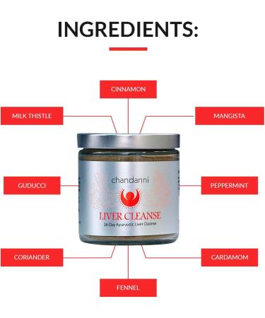 Chandanni Organic Liver Cleanse Detox Powder 16oz - Ayurvedic Herbs for 14 Day Reset | Milk Thistle, Guducci, Mangistha, Fennel, Cinnamon, Peppermint, Cardamom, Coriander - Buy Online on GoSupps.com