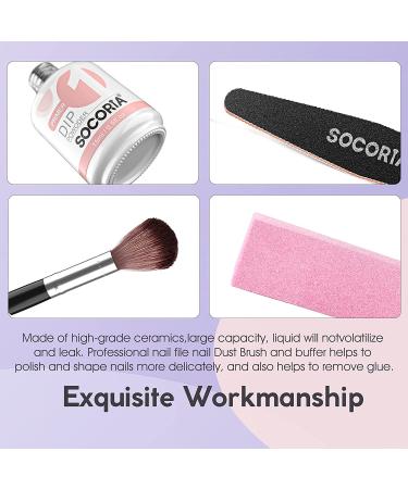 SOCORIA 5pcs Dip Powder Liquid Set | Bond, Primer, Base & Top Coat, Activator, Brush Saver | High-Shine & Long-Lasting Formula for Dip Powder Nail Kit - 9pcs - Buy Online on GoSupps.com