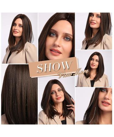 HAIRCUBE Short Dark Brown Bob Wig for Women - Shoulder Length Middle Part Synthetic Wig, Heat Resistant Fibre, Natural Daily Look - Buy Online on GoSupps.com