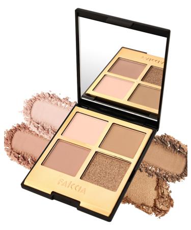 LYSdefeu Gothic Eyeshadow Palette 4 Colors Nude Rose Gold Brown Nude Natural Neutral with Mirror Velvet Texture Long Lasting Travel Size Perfect Makeup for Women -06