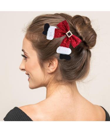 XNHIU Christmas Hair Clip Sparkly Glitter Sequin Hair Bows Clips Cute Shiny Sequins Barrettes Christmas Party Dress Decor Accessories for Girls Women - Buy Online on GoSupps.com