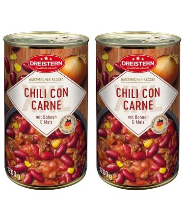 Three star chili con carne 1200g XXL |Spicy stew in the recyclable canon box |Lots of insert with beans & corn (pack with 2) 1.2 kg (2 pack)