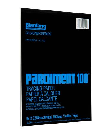 Bienfang Parchment Tracing Paper Pad  9 x 12  50 Sheets  24lb (40gsm) for Pencils  Pen  Marker  Charcoal  Pastel  Trace  Preliminary Drawing and Overlay