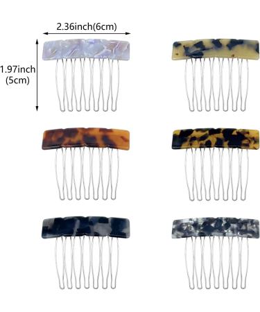 6 Pcs Acetate Seven-Tooth Hair Side Combs - Vintage French Hair Accessories for Women and Girls - Buy Online on GoSupps.com