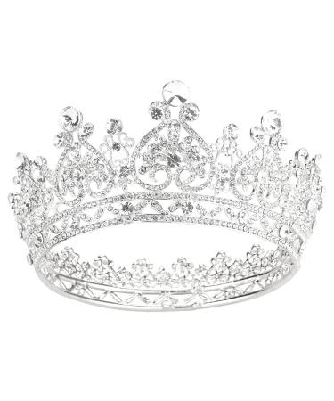 Makone Birthday Crowns for Women Sliver Crystal Queen Crowns and Tiaras Girls Hair Accessories for Wedding Prom Bridal Party Christmas Halloween Costume Silver