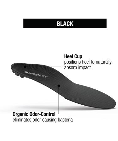 Superfeet Black Orthotic Arch Support Insoles - Thin & Tight Shoes - Size 9.5-11 Men, 10.5-12 Women - Buy Online on GoSupps.com