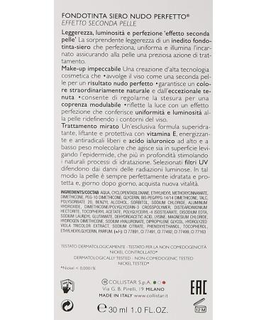 Collistar Perfect Nude Serum Foundation 01 - 30ml | Shop Internationally - Flawless Skin - Best Price - Buy Online on GoSupps.com