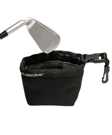 Club Scrub Golf Club and Golf Ball Cleaning Bag, Waterproof Clean Face Technology Liner, Perfectly Dry Neoprene Exterior, Detachable Clip, Machine Washable, Cleans Club Grooves Black
