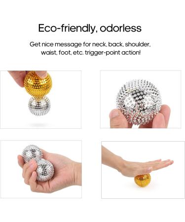 Layhou 2-Piece Magnetic Acupressure Hedgehog Massage Balls - Large 56mm Spiked Massage Device - Silver - Buy Online on GoSupps.com