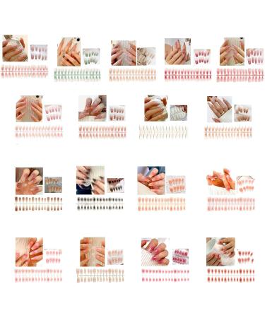 FEIlei 30Pcs Long Press on Nails Coffin French Fake Nails Tip Gradient Acrylic Nails Glossy False Nails for Women Girls - Buy Online on GoSupps.com
