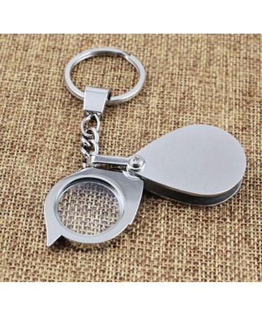 Portable Magnifying Glass 30mm All-Metal Silver Folding Mini-Key Pocket Pocket Magnifier