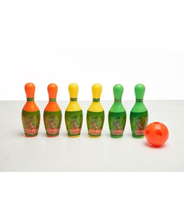 Kids Toys Bowling Set Indoor Outdoor Activity Play Game - 7.5 Inch Dinosaur Glow in The Dark LED Bowling Set with 6 Bowling Pins and 1 Bowling Ball for Kids Toddlers Boys Girls