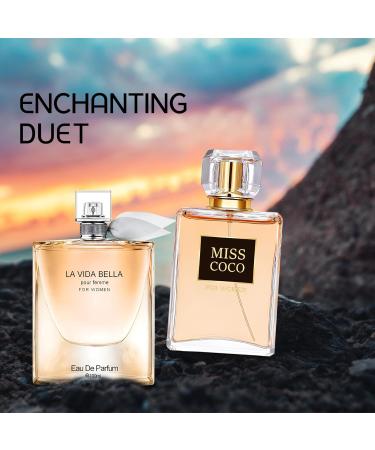 Women Perfume 2PCS Combo La Vida Bella&Miss Coco Nice Scent Eau De Parfum Long Lasting Fragrance 3.4 Fl Oz Spray Each for Daily Used la vida bella/miss coco. - Buy Online on GoSupps.com
