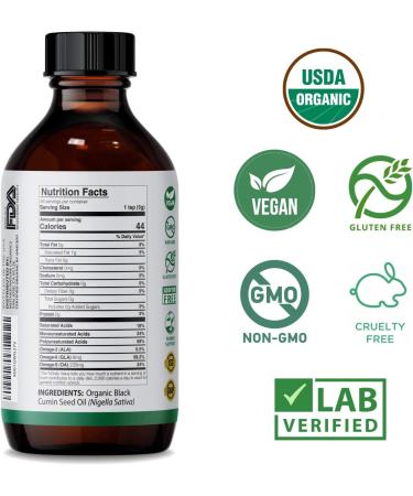 Mother Nature Organics Black Seed Oil - Organic Cold-Pressed Cumin Nigella Sativa for Immunity, Digestion, Joint Health, Hair & Skin - 8 oz. Extra Virgin, Gluten-Free, Non-GMO & Vegan with Omega 3, 6, 9 - Buy Online on GoSupps.com