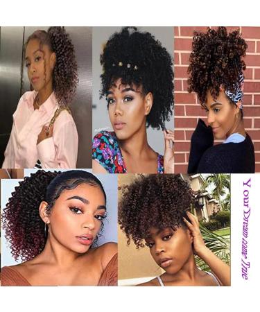 Afro Kinky Curly Drawstring Ponytail Synthetic Fake Ponytail Scrunchie Hair Bun Clip In Hairpiece Extensions Multi Layered Hair Fluffy Thick Curly Pony tail (#1B 12INCN/30CM) 12INCN/30CM #1B - Buy Online on GoSupps.com