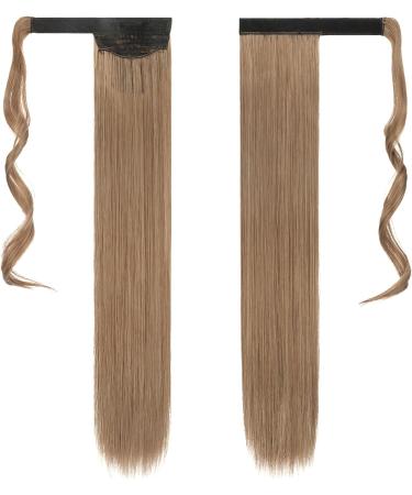 FESHFEN 24 Long Straight Wrap Around Ponytail Extensions in Light Golden Brown & Pale Golden Blonde - Synthetic Clip-in Hairpiece for Women - 24 Inch - 130g - Pack of 1 | 12/24# Light Brown & Natural Blonde - Buy Online on GoSupps.com