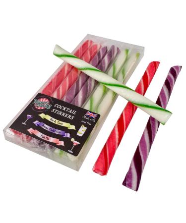 Wendy's Candies - Gin Cocktail stirrers - Edible Cocktail Sticks - Boiled Sweets Like Candy Canes Sweets - Candy Stick Mixer - Rock Sweets Gin Gifts for her - Gin Stirrer Cocktail Accessories SMX GIN SET
