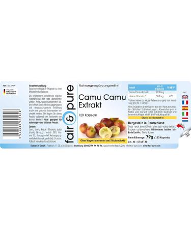 SoMatEm Fair & Pure Camu Camu extract 500mg vegan 120 capsules natural vitamin C - Buy Online on GoSupps.com