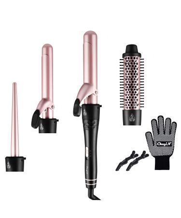 CCKeyin curling iron set 4 In 1 multifunctional ceramic coating curling iron curly winder kit curly bars with different attachments large and small curly set set pink - Buy Online on GoSupps.com