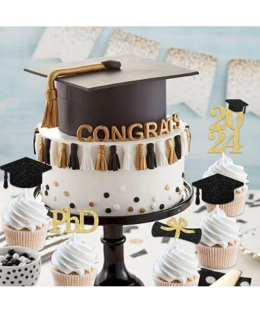 PHD Graduation Decorations 2024 36 Pcs PHD Cupcake Toppers Black and Gold Graduation Party Decorations Congrats Grad Decorations for Class of 2024 PHD Doctor Degree Graduation Supplies - Buy Online on GoSupps.com