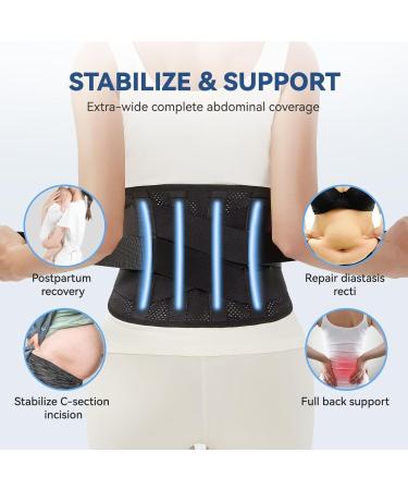 Postpartum Belly Band & Abdominal Binder - Post Surgery Tummy Tuck Belt for Men & Women | Back Support for Lower Back Pain (M-XXL Black - Buy Online on GoSupps.com