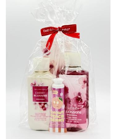 Bath & Body Works Cherry Blossom 4-Piece Gift Set | Includes: Body Lotion Body Wash Ultimate Hydration Body Cream and Snowy Peach Berry Hand Cream - Buy Online on GoSupps.com