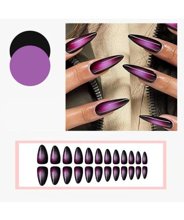 Buy Black Pink Ombre Stiletto Press-On Nails - Glossy Goth Acrylic Gradient Designs | 24Pcs for Women & Girls - Y2K Style - Buy Online on GoSupps.com