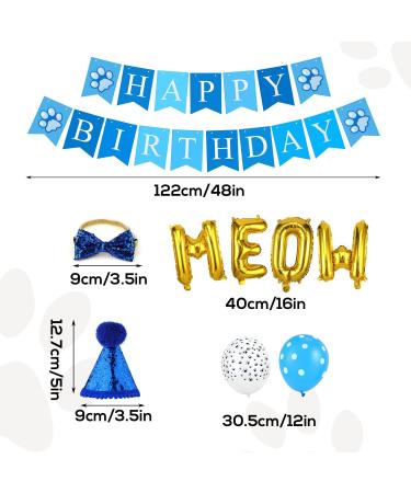 Blue Cat Birthday Party Supplies Cut Cat Birthday Supplies with Cat Birthday Hat Tie Birthday Number Cat Birthday Banner Balloons Beautiful Cat Themed Birthday Party for Cat Birthday Party Dec - Buy Online on GoSupps.com
