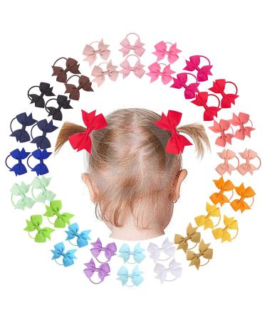 40pcs 2 inch baby girls hair loops hair tie little hair clips big grain band hair band ponytail holder for toddlers toddlers children (Pinwheel)