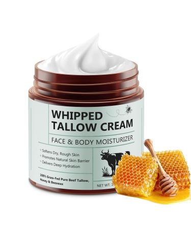 Ruduwu Beef Tallow for Skin Beef Tallow and Honey Cream for Skin 4.2 oz Organic Whipped Grass Fed Tallow with Honey Cream for Face & Body Smooth - Handmade All-Natural Moisturizer