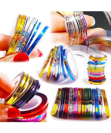 3 Rolls(One roll per size ) Glitter Nail Art Striping Tape Lines Width 1+2+3mm-Striping Tape for Nail Art-Nail Striping Tape Foil-Nail Striping Tape Thick-Nail Striping Tape with Dispenser-Self-Adhesive DIY Nail Art Tape 12 - Buy Online on GoSupps.com