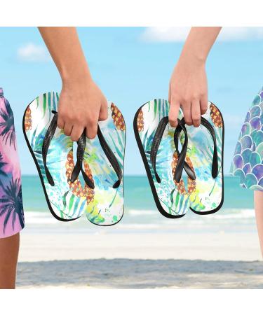 Buy Mnsruu Palm Pineapple Flip Flop Sandals - Colorful Oil Painting Home Slippers for Men & Women - Perfect for Travel Spa & Bedroom - Buy Online on GoSupps.com