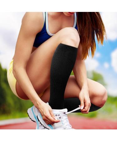 Double Couple 8 Pairs Compression Socks 20-30 mmHg Knee High Medical Stockings for Men Women - Nurses Pregnancy - Black (L-XL) - Buy Online on GoSupps.com