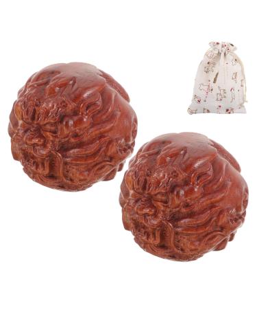 Healeeved 1 pair of massage globe wooden stick massage device BAODING BALLS Chinese relaxation ball Gently rolling balls massage dealer tension balls training balls outside massage point fitness